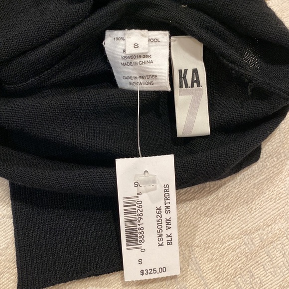 NWT.  Scoop Black 100% Merino Wool V Neck Sweater Dress Puff Sleeves - Picture 13 of 16